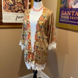 NWOT flower and lace top